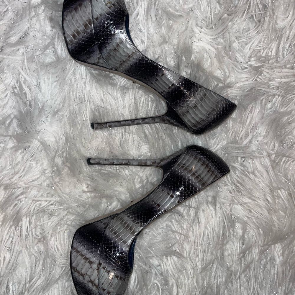 Sergio Rossi Designer Peep-Toe Python-Effect Stil… - image 3